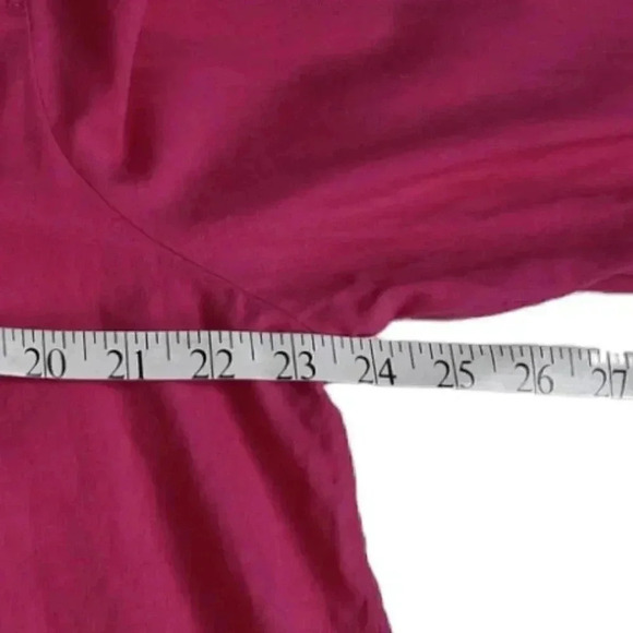 LOFT Linen Blend  Button Down Blouse Barbiecore Long Sleeve Size Large - Picture 8 of 11